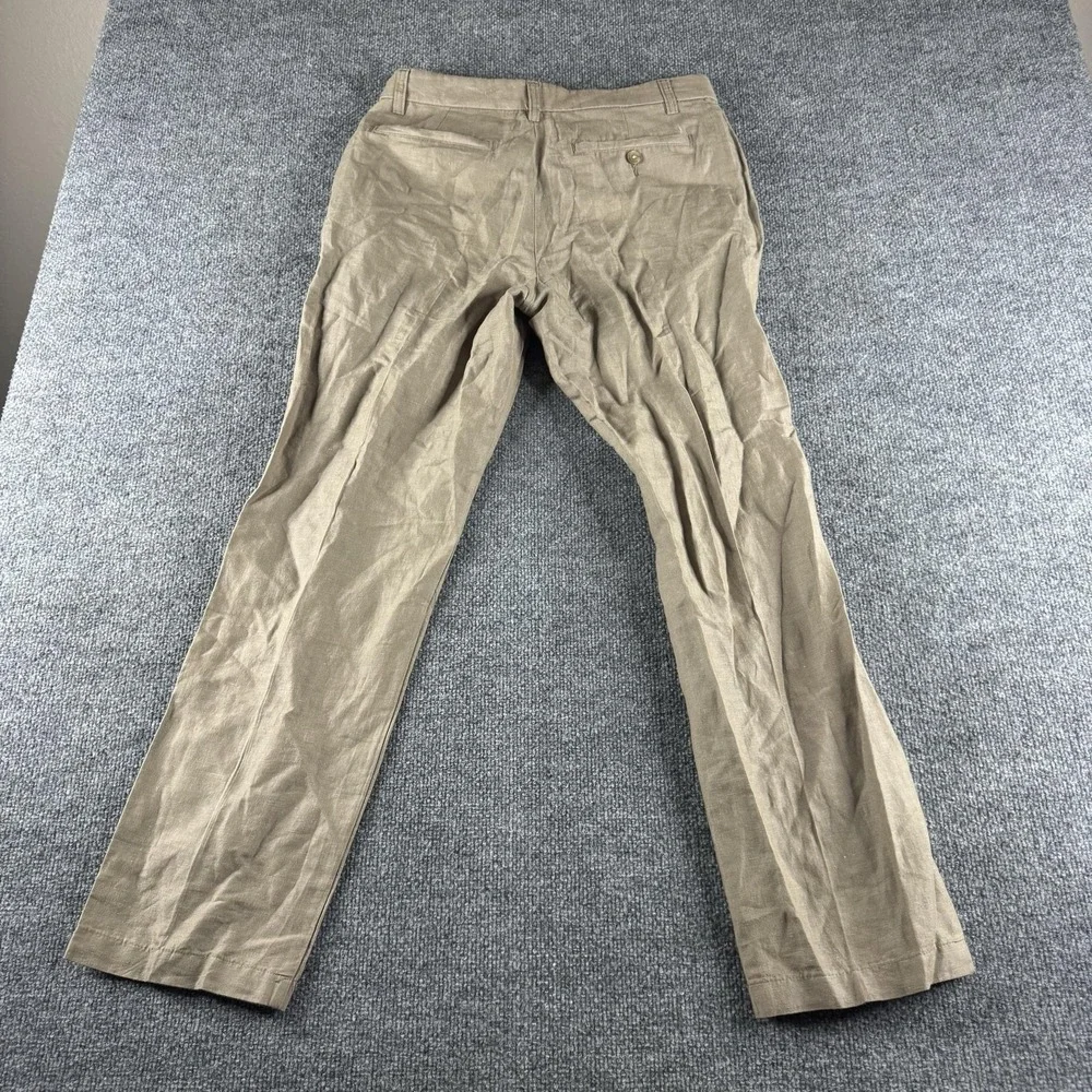 Banana Republic Gavin Pants Mens 31x30 Beige Linen Chino Straight Flat Front